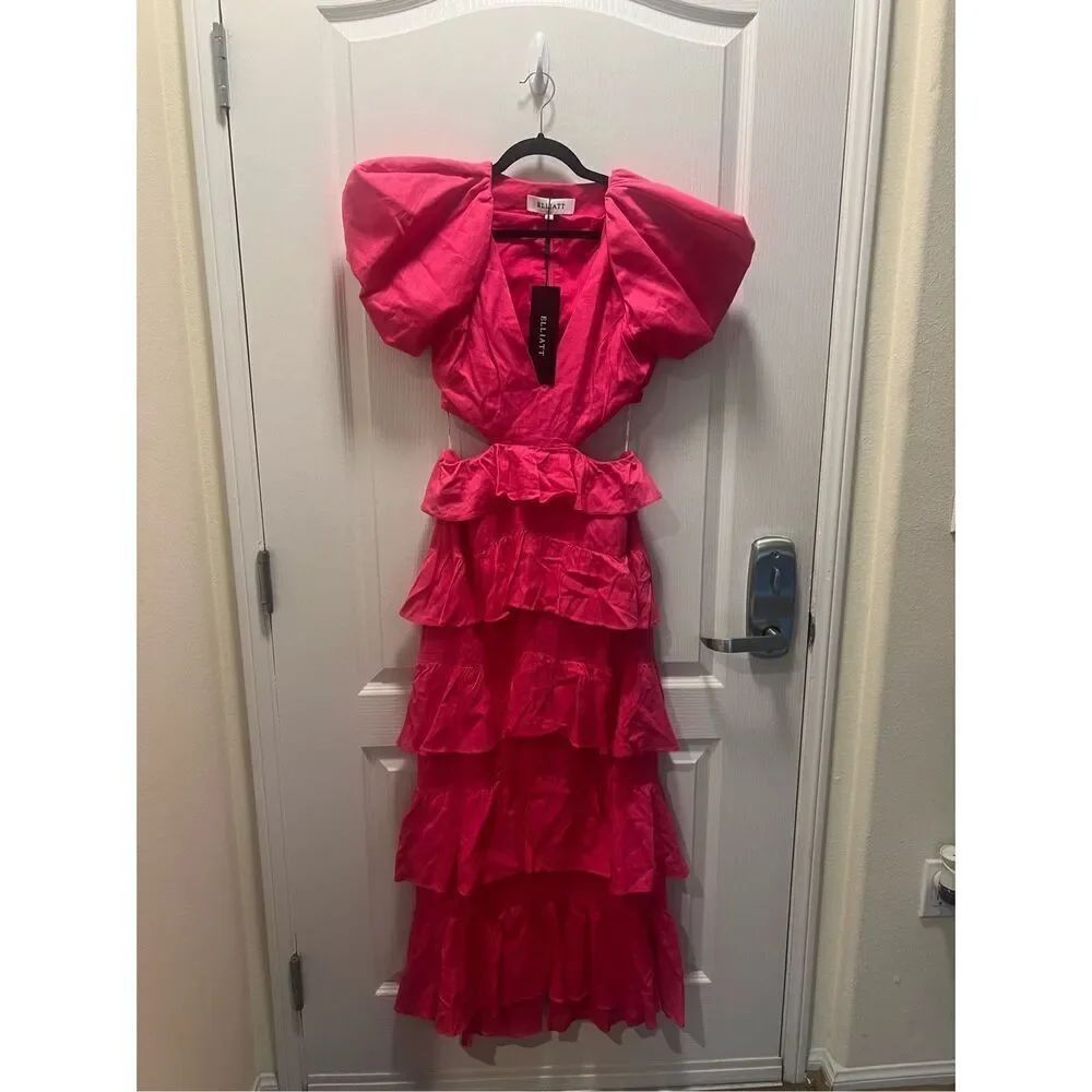 ELLIATT RIVIERA DRESS Vacation Maxi Dress Gown in Fuchsia pink size S NWT $394 - Picture 5 of 8